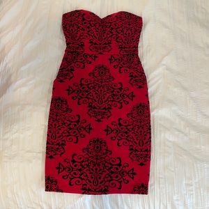 Red Cocktail dress w/ velvet detailing
